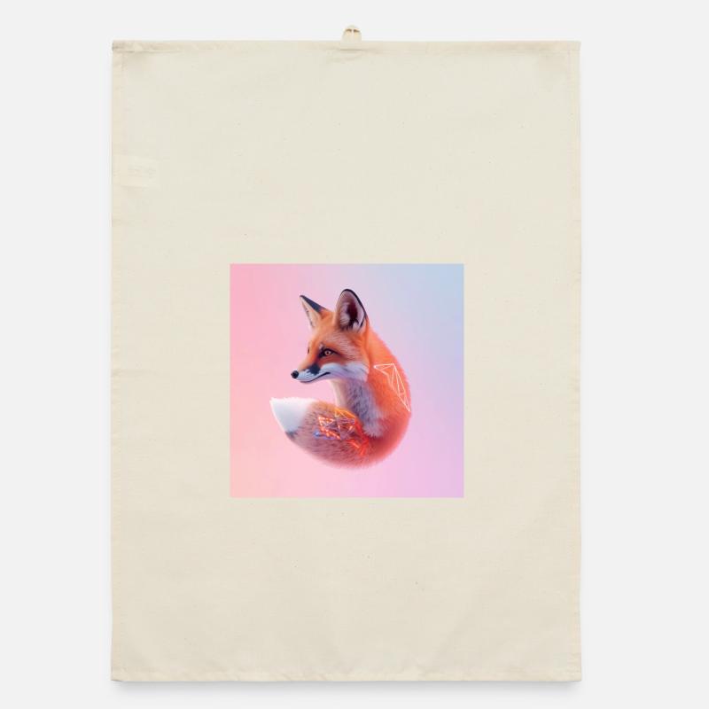 Pastel geometric neon fox Organic dish towel