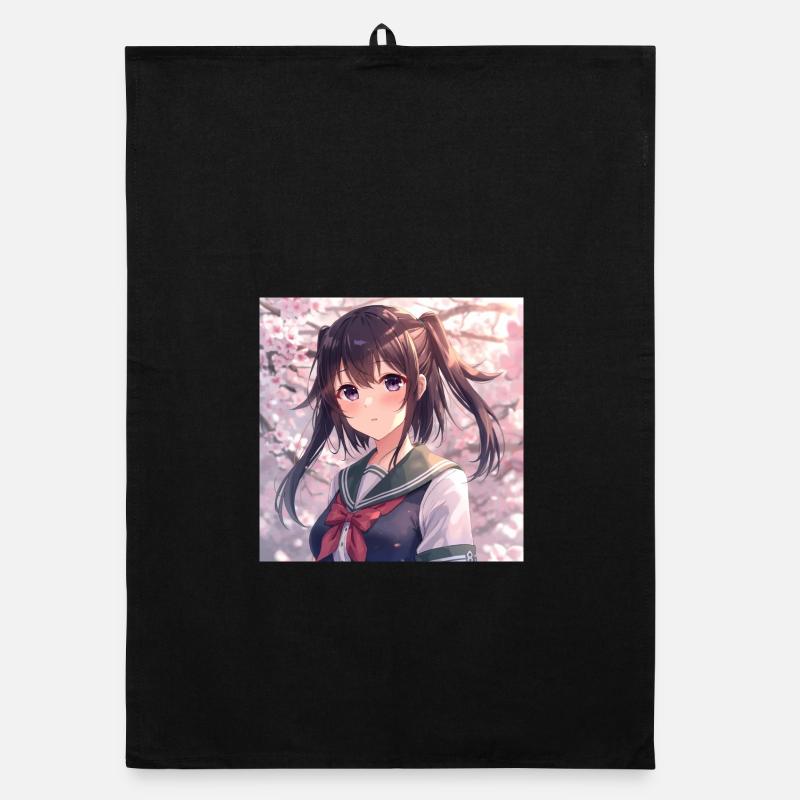 Cherry Blossom School Uniform Organic dish towel