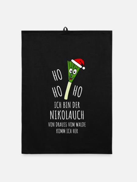 Nikolauch - Ho Ho Ho Ich bin der Nikolauch - Organic Geschirrtuch - Schwarz - Vorne