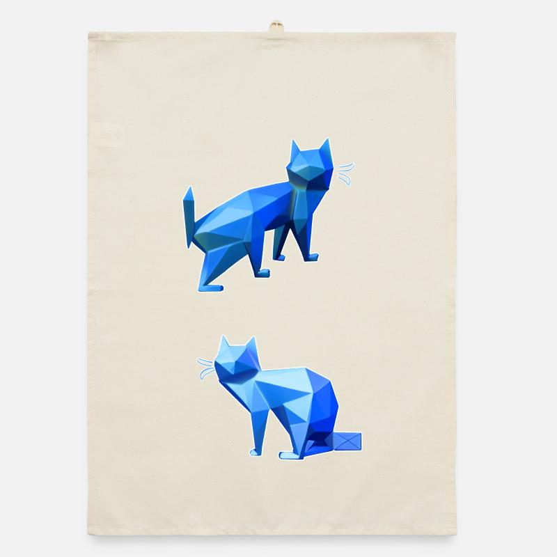 Blue Polygon Cat Duo Organic dish towel