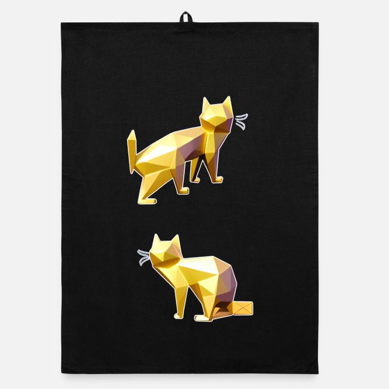 Art de facette Golden Polygon Cats Torchon bio