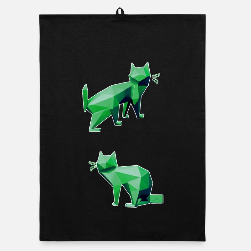 Duo des chats en géométrie verte Torchon bio