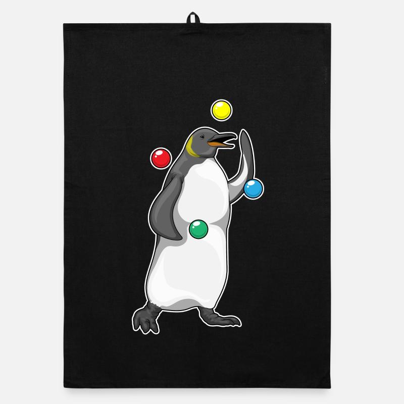 Penguin juggler juggling Organic dish towel