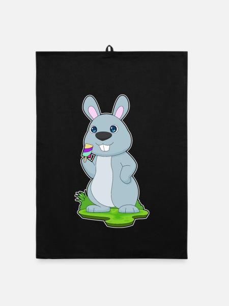 Bunny Popsicles - Organic dish towel - black - Front