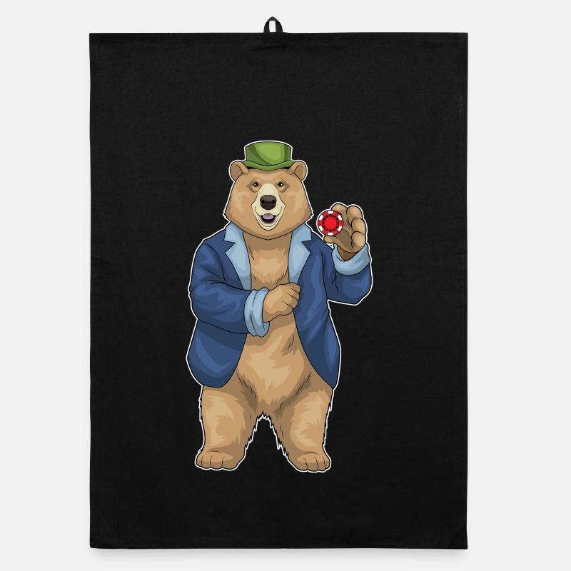 Bär Poker Pokerchips Organic Geschirrtuch