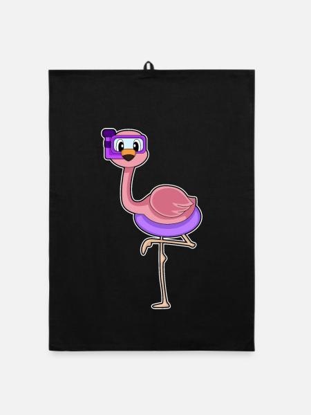 Flamingo Taucher Schnorchel Tauchen - Organic Geschirrtuch - Schwarz - Vorne