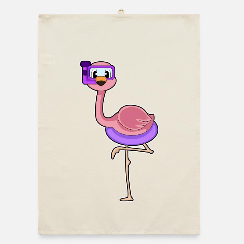 Flamingo Diver Snorkel Diving Organic dish towel