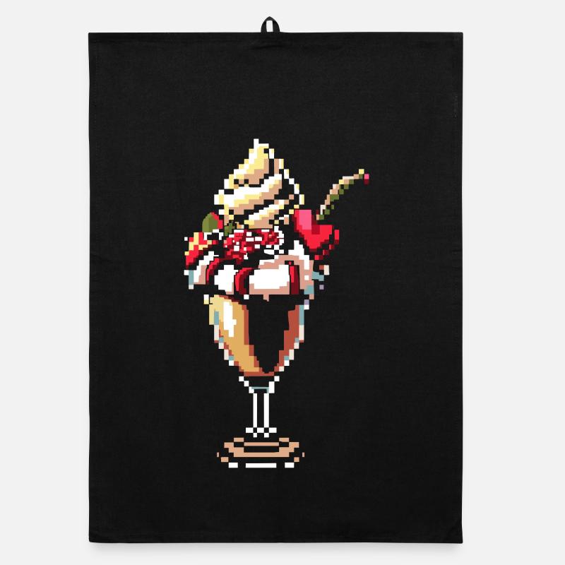 Eisbecher Pixel Grafik Organic Geschirrtuch