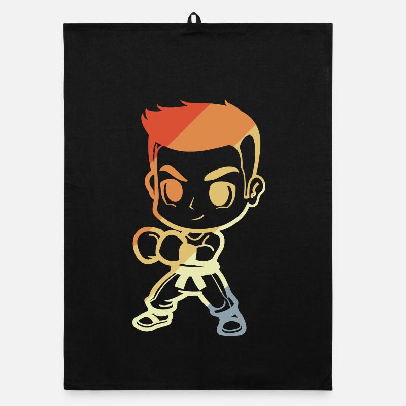 Kickboxer garçon dessin animé Torchon bio