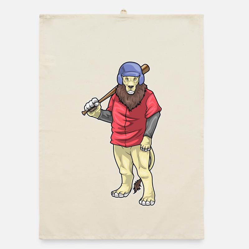 Löwe Baseball Baseballschläger Organic Geschirrtuch