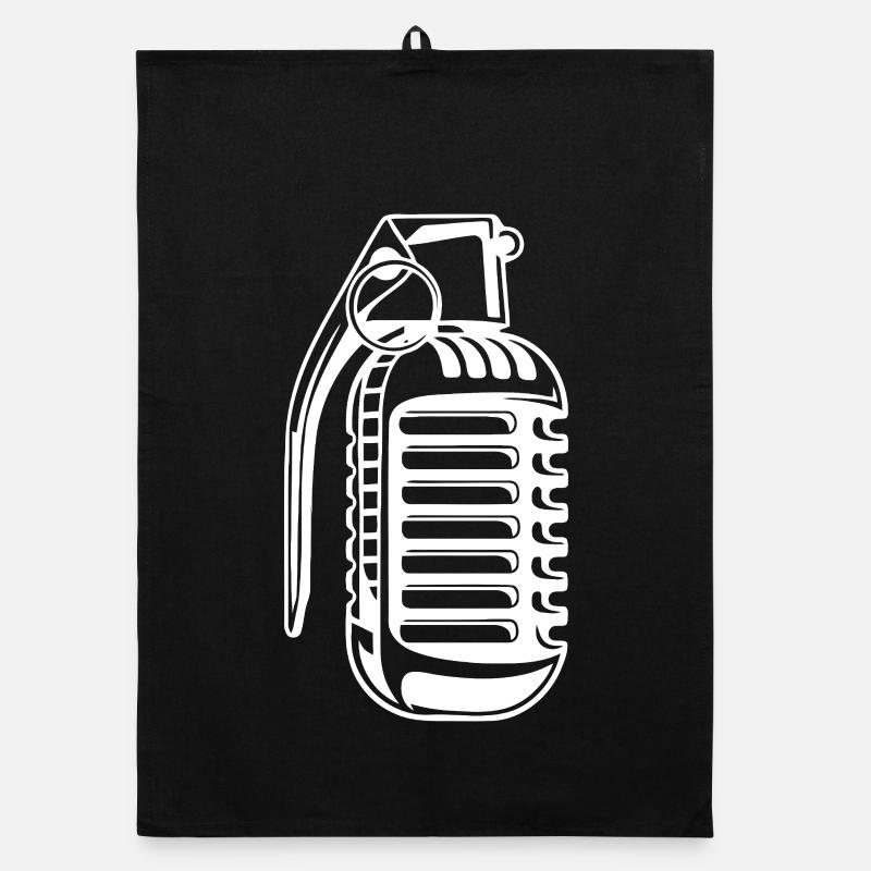 Vintage-Mikrofon-Musik-Illustration Organic Geschirrtuch