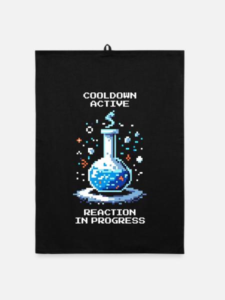 Temps de recharge actif – réaction en cours | Chimie - Torchon bio - noir - Devant