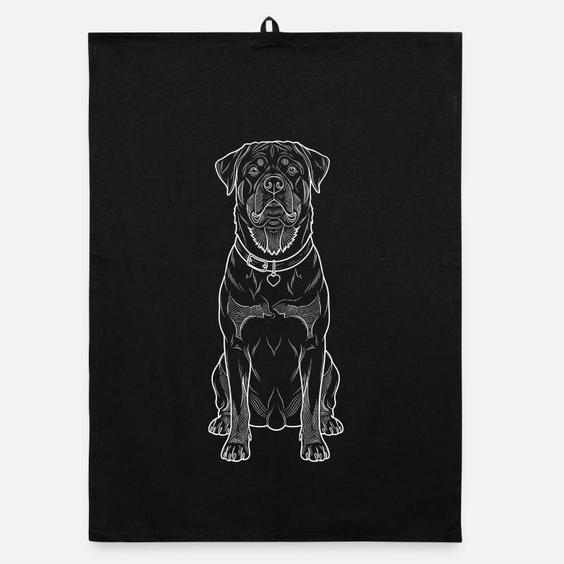 Rottweiler Line Art Outline Minimalist Dog Organic dish towel