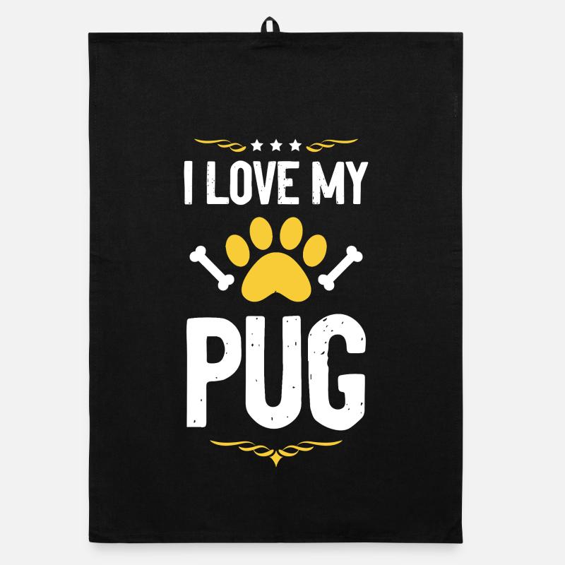 Ich liebe meinen Pug Organic Geschirrtuch
