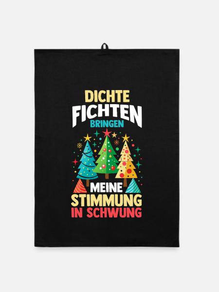 Weihnachtsmann Fichten Weihnachtsbaum Weihnachten - Organic Geschirrtuch - Schwarz - Vorne