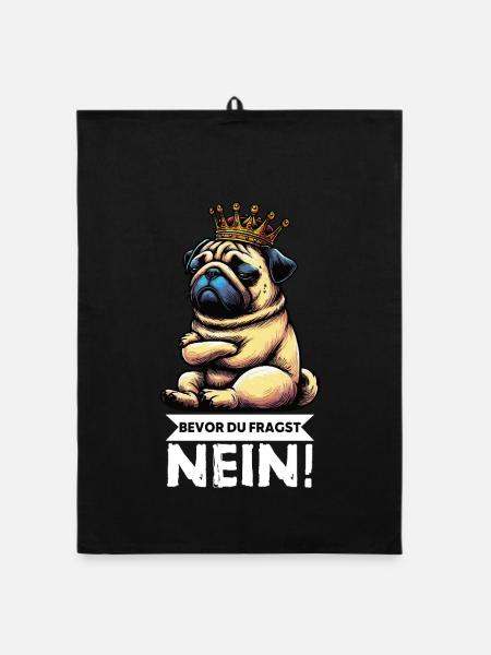 Bevor Du Fragst Mops Möpse Mopsbesitzer Mopshalter - Organic Geschirrtuch - Schwarz - Vorne