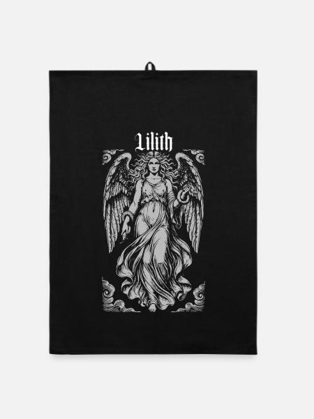 Lilith Angel Gothic Reverie - Organic dish towel - black - Front