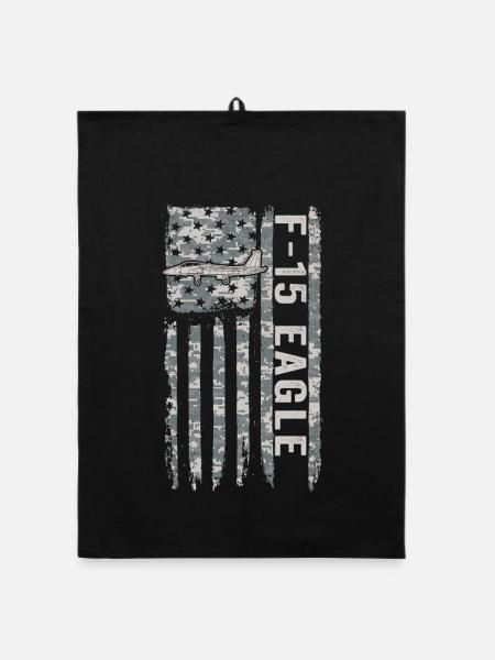F-15 Eagle Amerikanische Flagge Militärtarnung F15 - Organic Geschirrtuch - Schwarz - Vorne