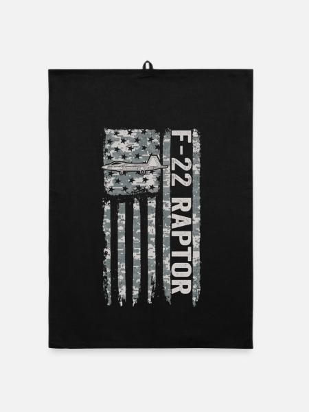 F-22 Raptor American Flag Military Camouflage F22 - Organic dish towel - black - Front