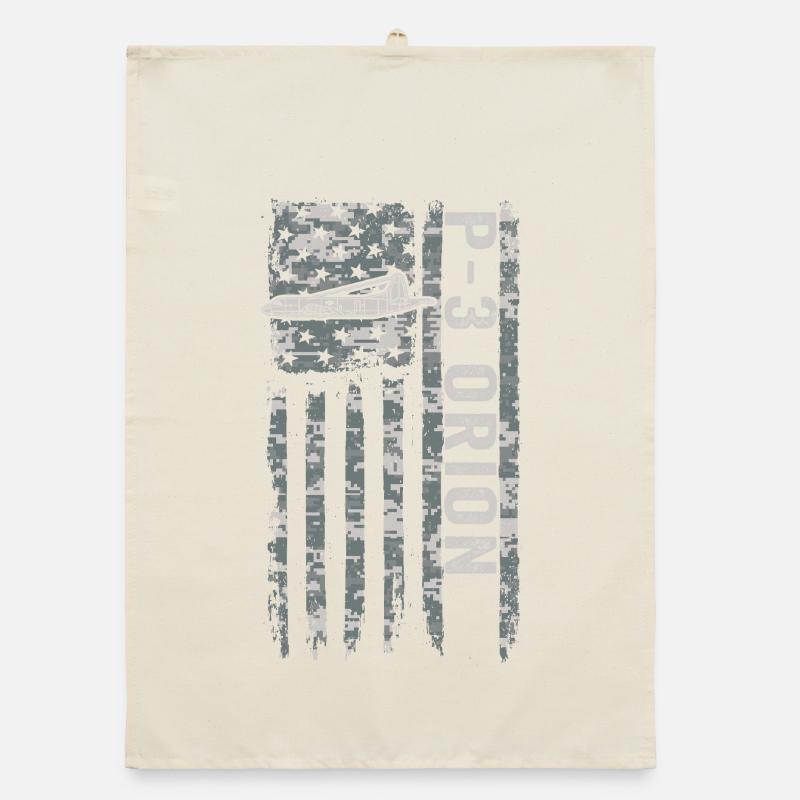 P-3 Orion, drapeau américain, vol de camouflage militaire Torchon bio