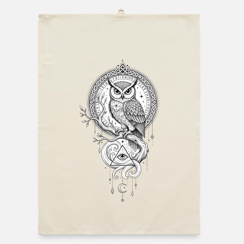 Mandala du Oiseau de Nuit avec le Symbole du Triangle Torchon bio