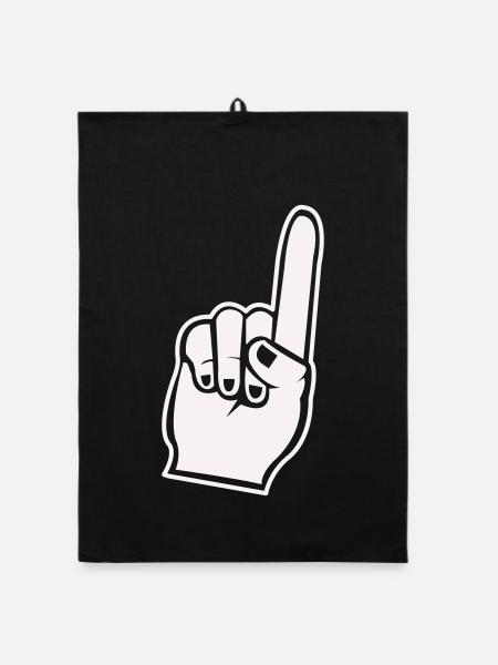Fan Hand Zeigefinger Icon - Organic Geschirrtuch - Schwarz - Vorne
