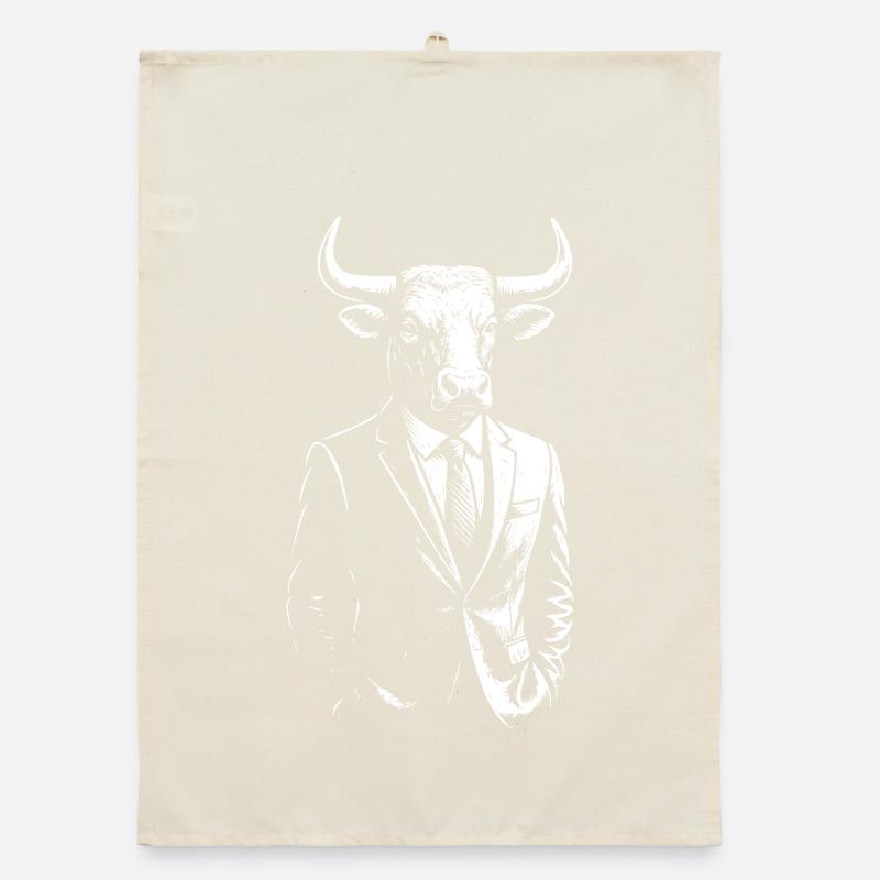 Bulle im Anzug: Kräftiges monochromes Emblem Organic Geschirrtuch