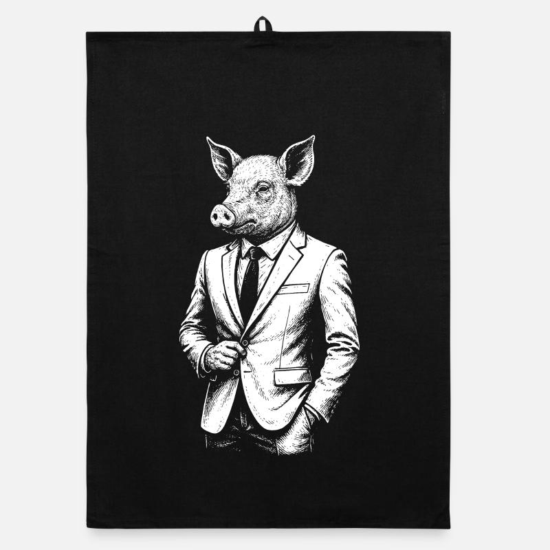 Cochon élégant en costume Torchon bio