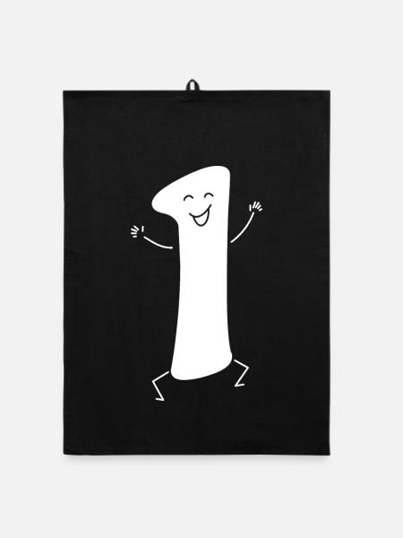 Drôle : Minimal Numéral 1 | Première - Torchon bio - noir - Devant