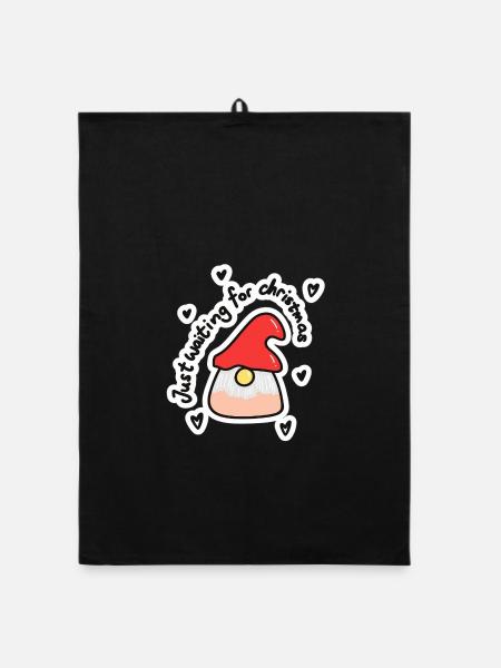 Just Waiting for christmas - Organic Geschirrtuch - Schwarz