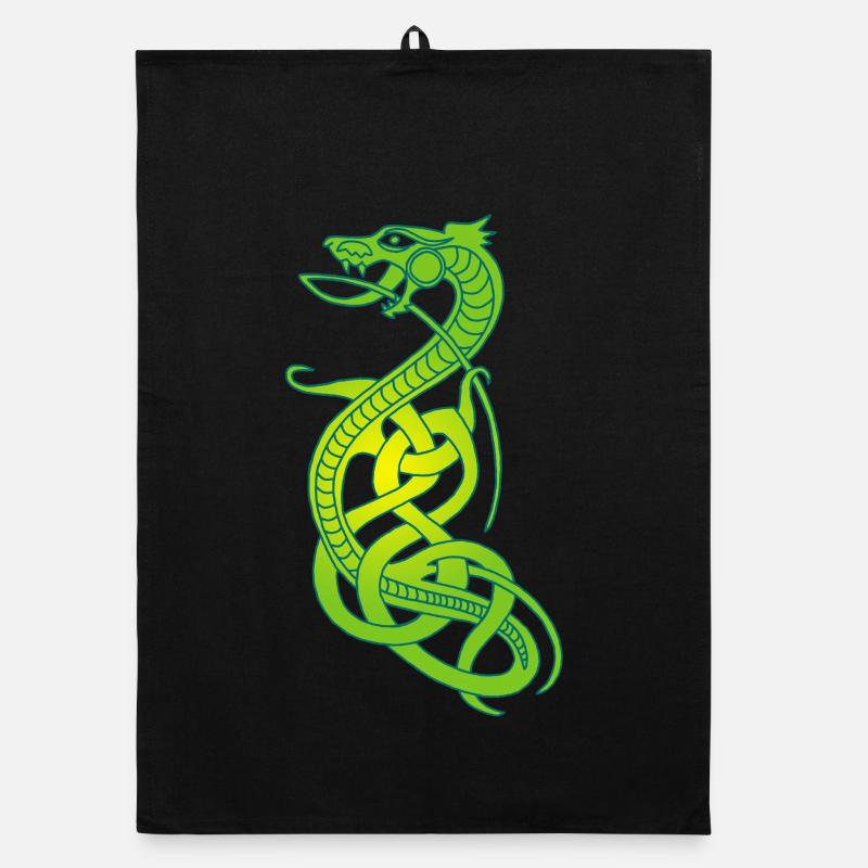 Serpent vert et jaune infini Torchon bio