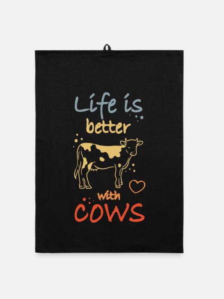Amoureux des vaches - Torchon bio - noir - Devant