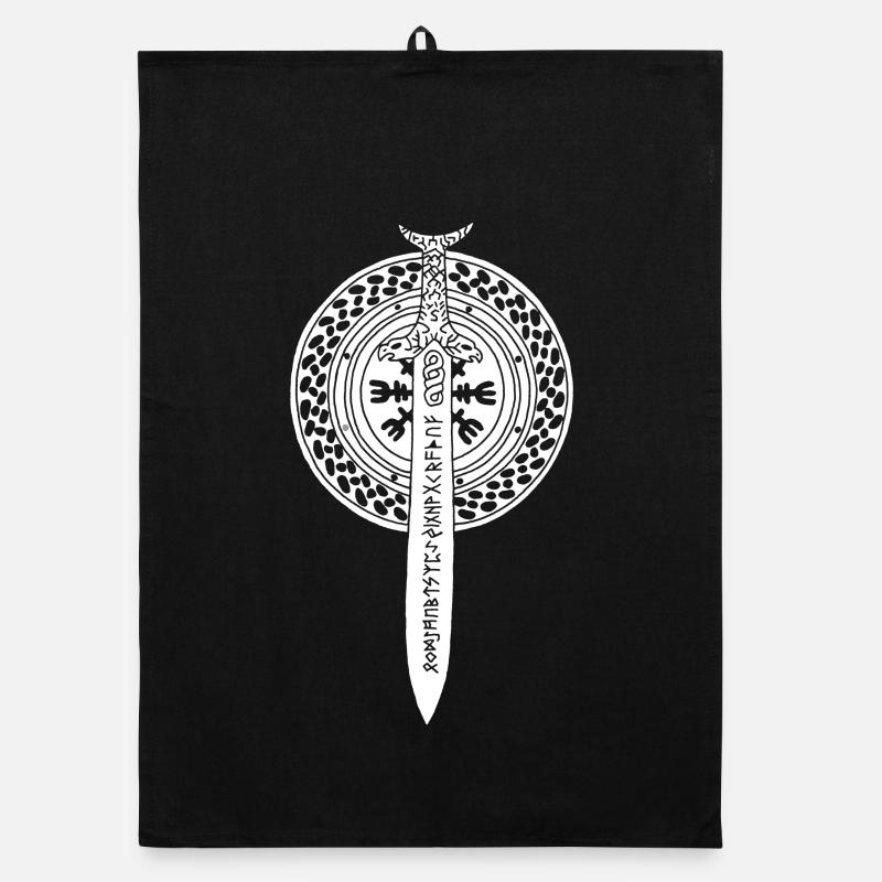 Viking sword and shield (white) Organic dish towel