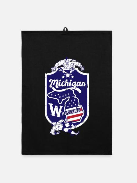 Michigan Wrestling - Organic dish towel - black - Front