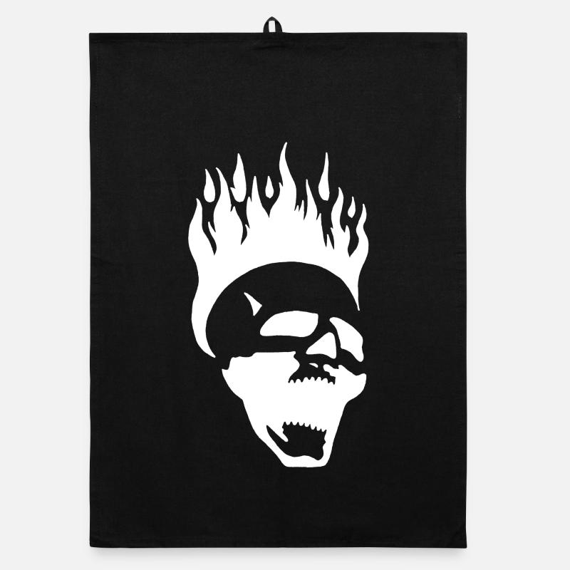 Flammender schreiender Schädel (weiß) Organic Geschirrtuch