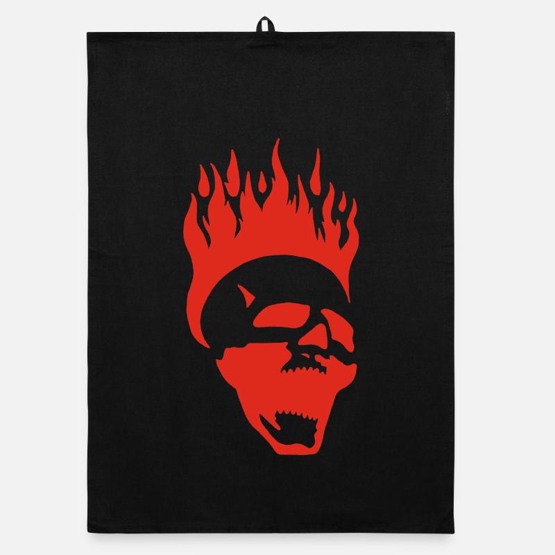 Flammender schreiender Schädel (rot) Organic Geschirrtuch