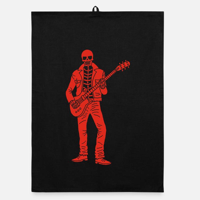Squelette guitariste (rouge) Torchon bio