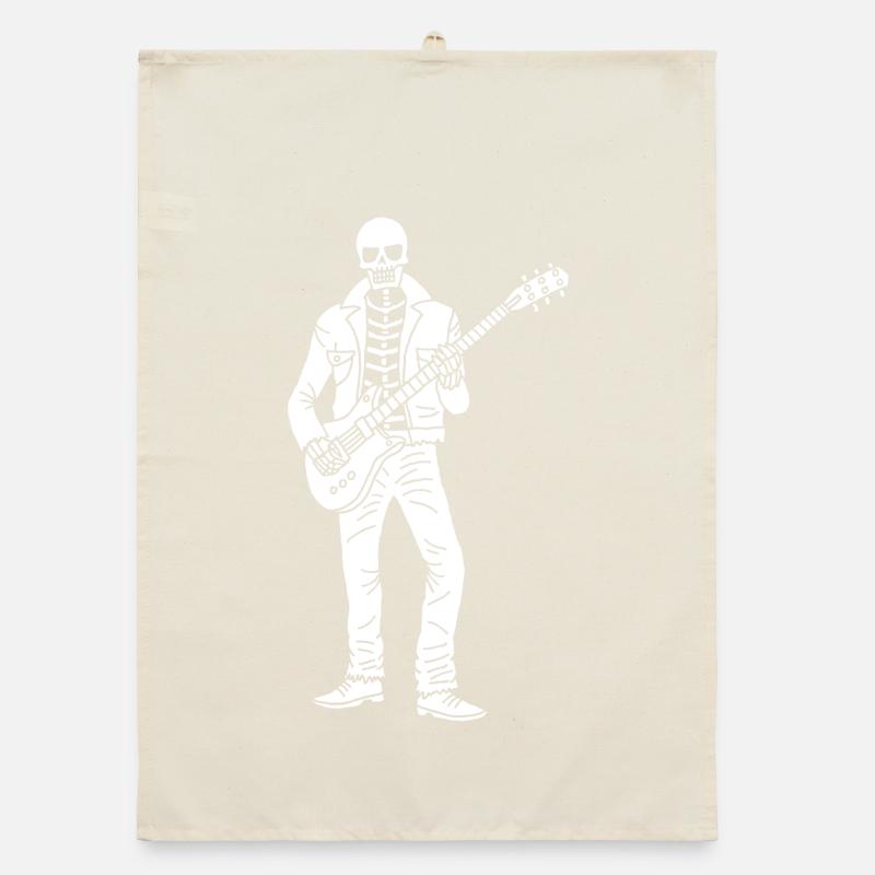 Squelette guitariste (blanc) Torchon bio