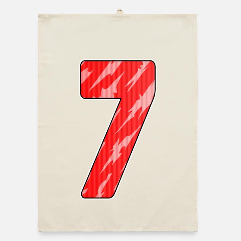 Number Seven - Number 7 Number Red Organic dish towel