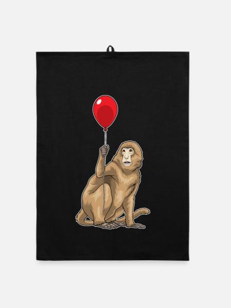 Affe Luftballon - Organic Geschirrtuch - Schwarz - Vorne