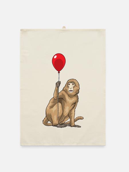 Affe Luftballon - Organic Geschirrtuch - Natur - Vorne