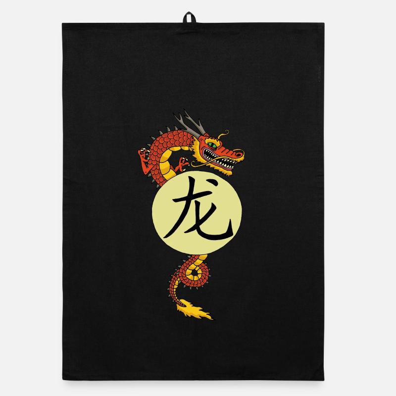 Dragon rouge chinois Torchon bio