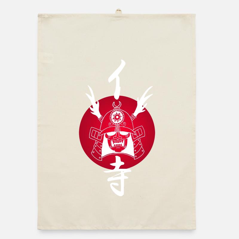 Samouraï blanc et soleil rouge Torchon bio