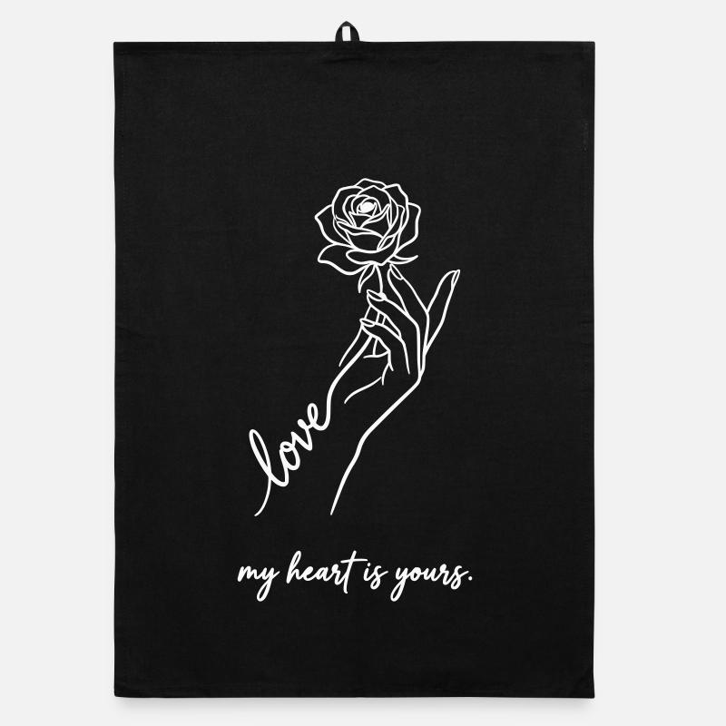 Valentine Rose – Mein Herz gehört dir weiß Organic Geschirrtuch