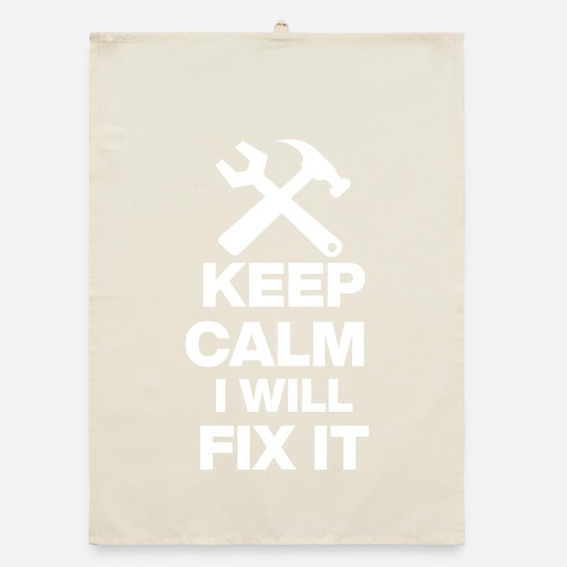 KEEP CALM, I WILL FIX IT! ARTISAN GIFT DAD Organic dish towel