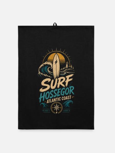 Hossegor Surfing - Torchon bio - noir - Devant