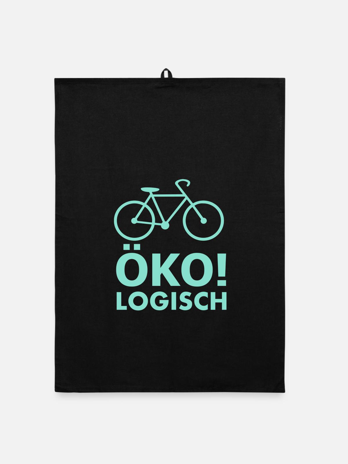 Öko!Logisch Design mit Fahrrad - Organic Geschirrtuch - Schwarz - Vorne