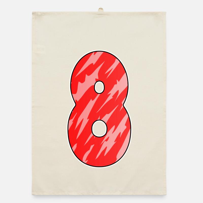 Numéro 8 Numéro Huit Motif Rouge Torchon bio