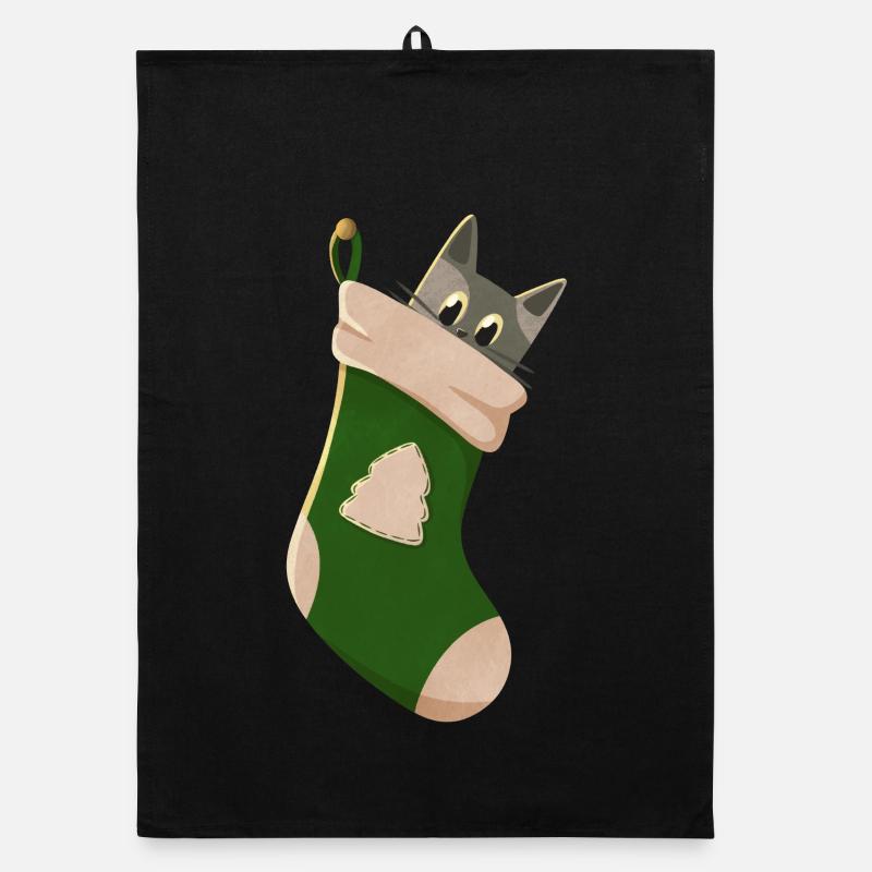 Chat gris en botte verte Torchon bio