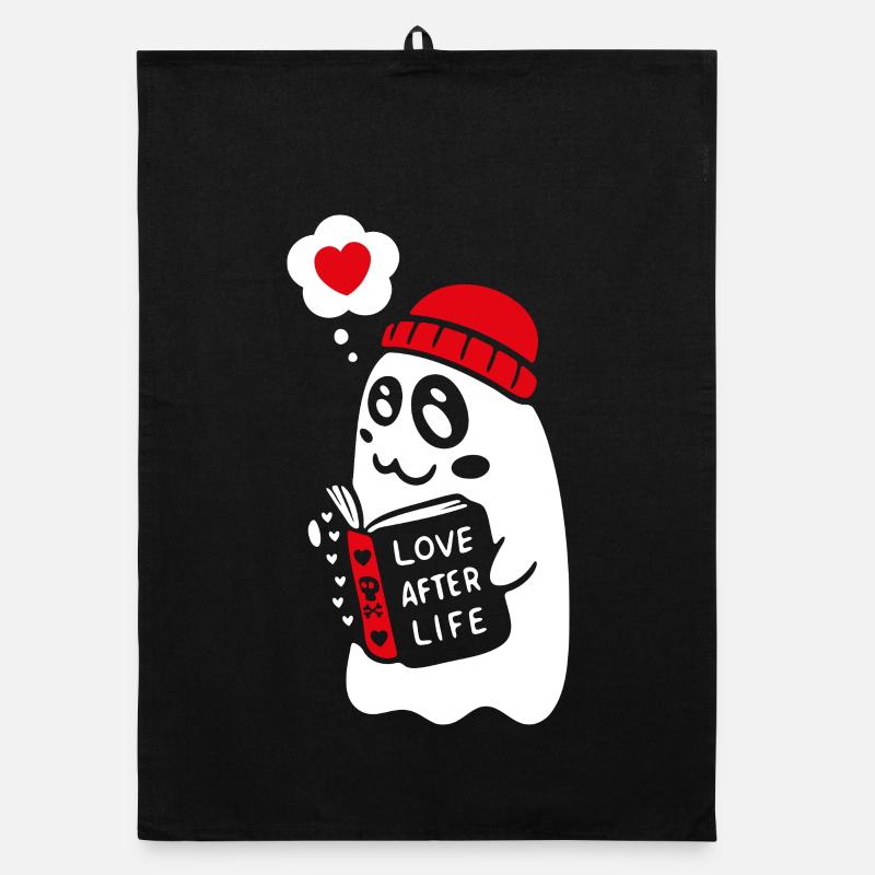 Cute Ghost Reading Romantic Book Organic dish towel